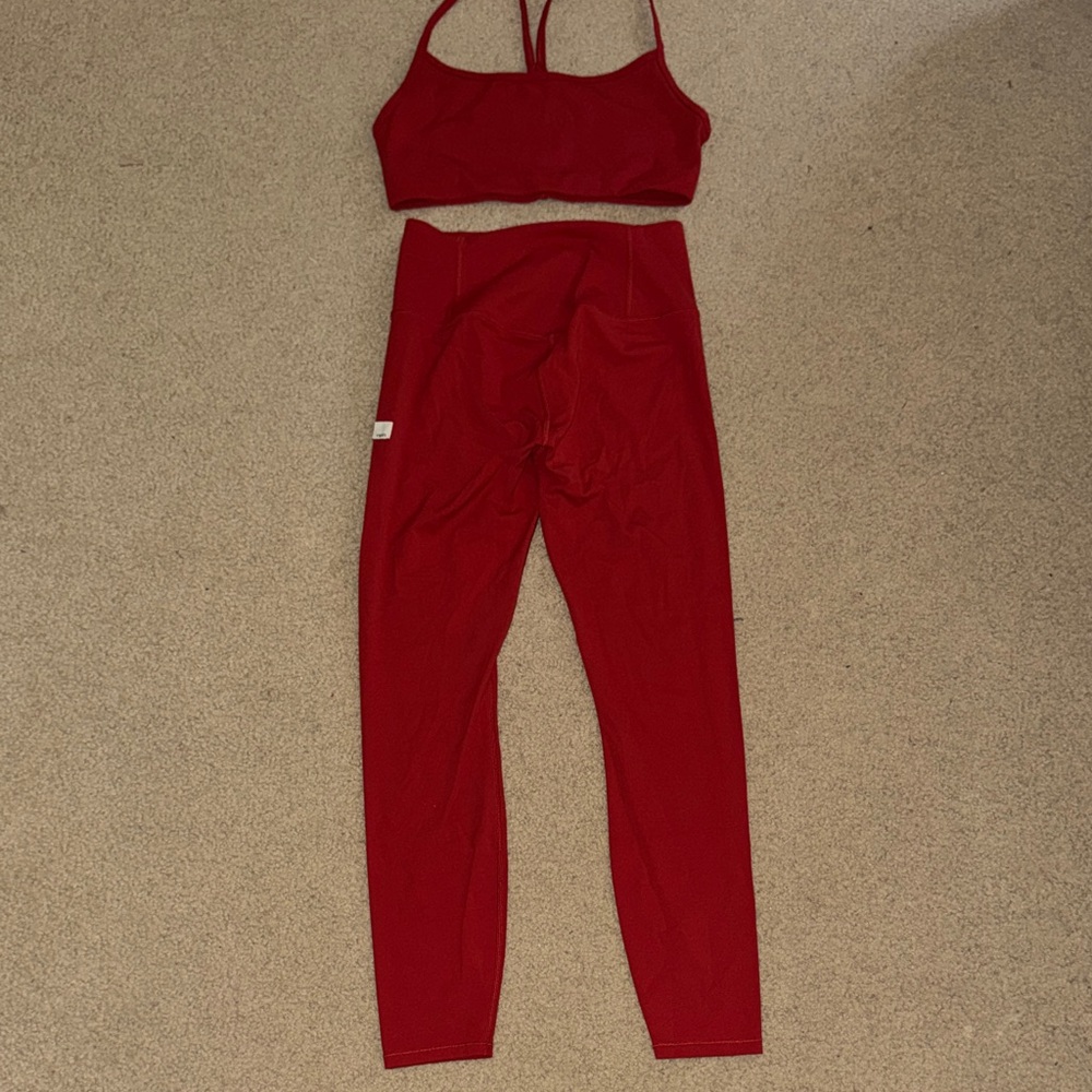 Vuori Red Leggings and Bra All the Feels Set